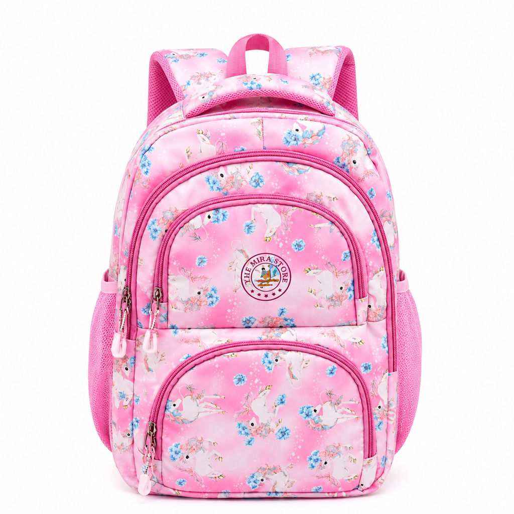 The Mira Store Premium Pink Unicorn Backpack for Girls and Women - Stylish School, College and Laptop Bag With Multiple Compartments